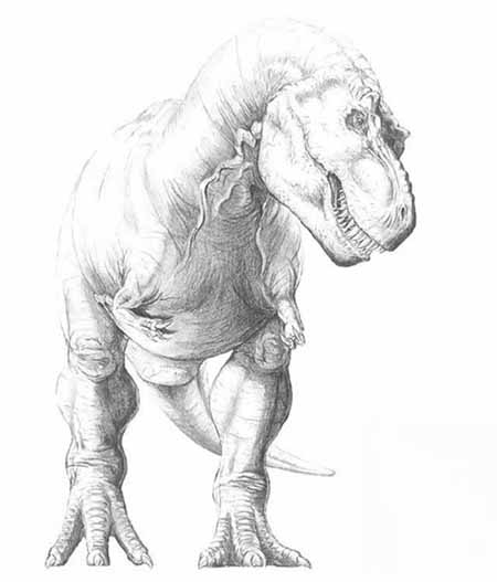 um desenho de linha contínua do rugido do dinossauro tiranossauro